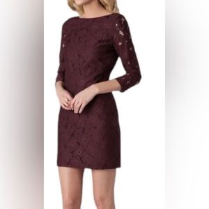 DVF Diane Von Furstenberg Sarita Floral Lace Burgandy Shift Cocktail Mini dress